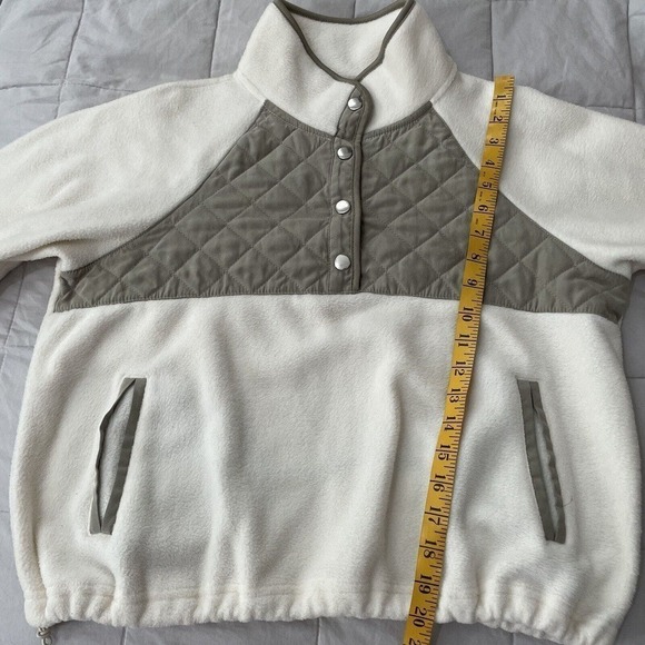 Kyodan Outdoor Quilted Fleece Pullover Medium Cream Pockets Adjustable W… - Picture 3 of 7